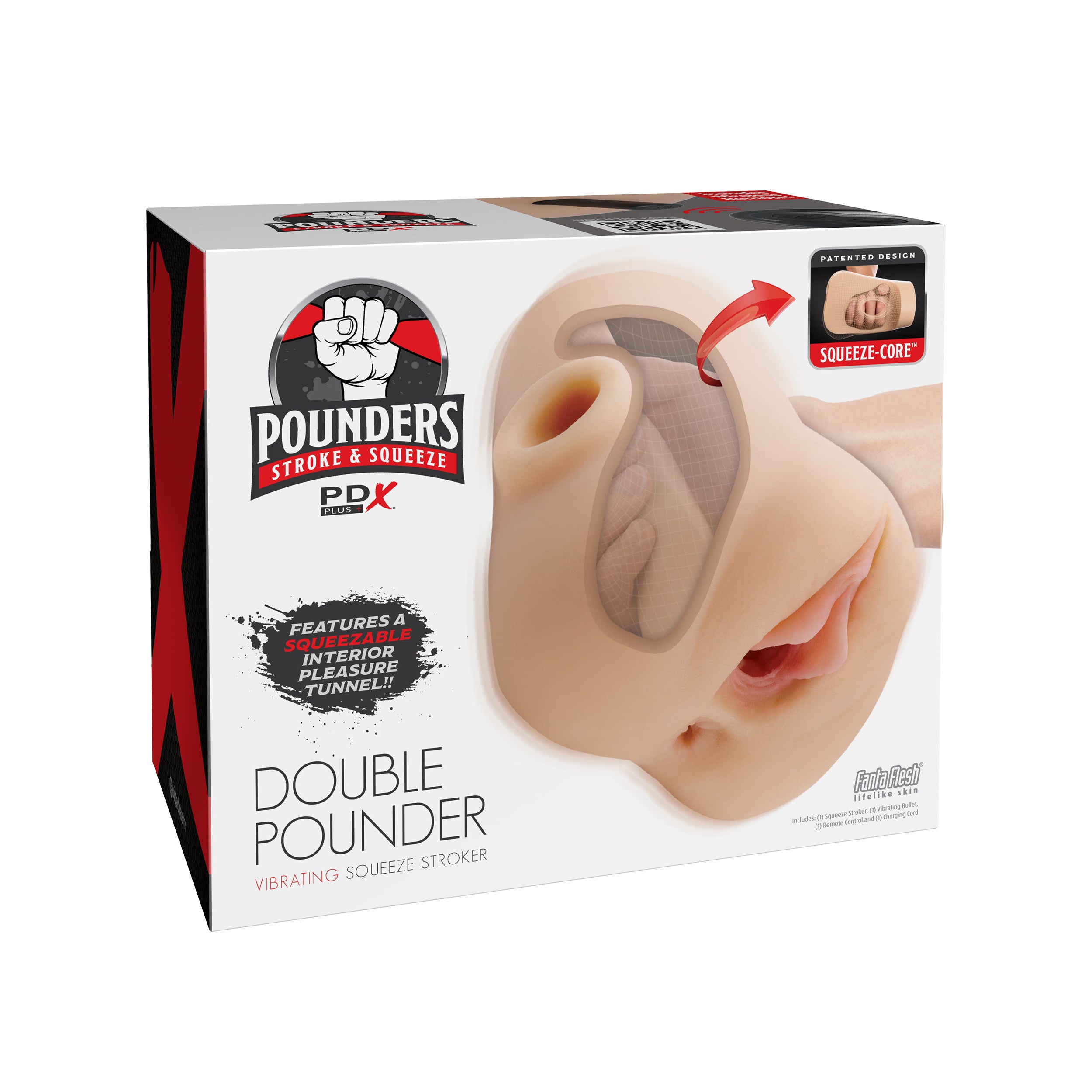 Double Pounder Vibrating Squeeze Stroker - Light