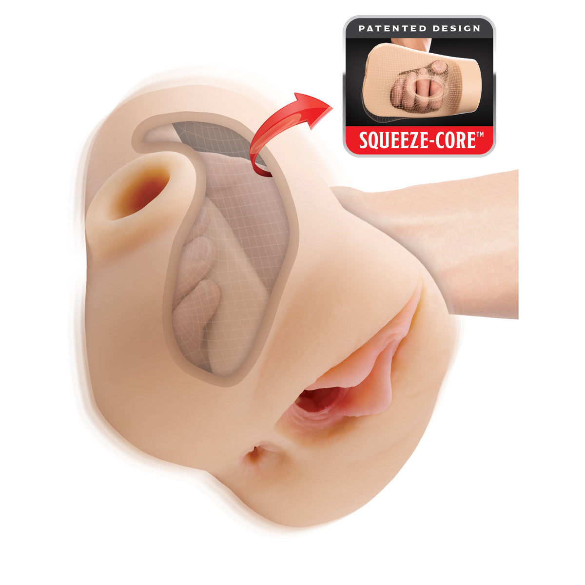 Double Pounder Vibrating Squeeze Stroker - Light