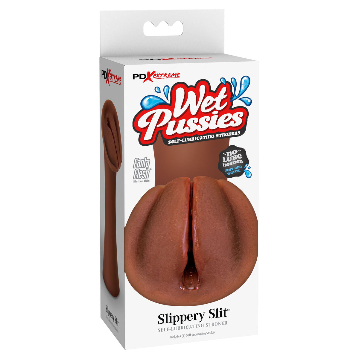 PDX Extreme Wet Pussies Stroker à fente glissante - Marron