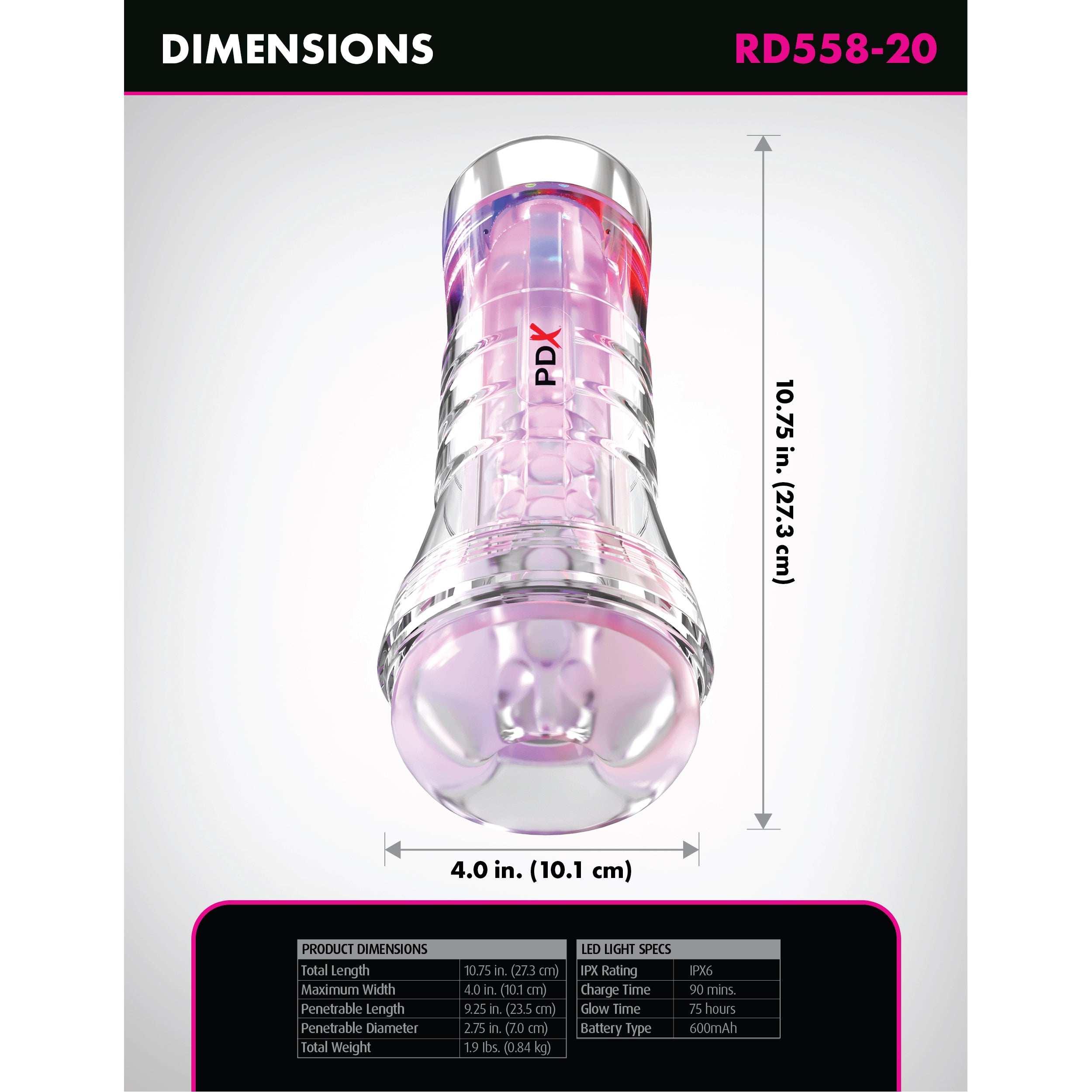 ViewTube XXL See-Thru EZ-Grip LED Stroker
