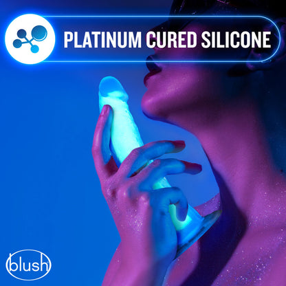 Glow in the Dark Prysm 7" Silicone Dual Density Dildo - Neon Blue