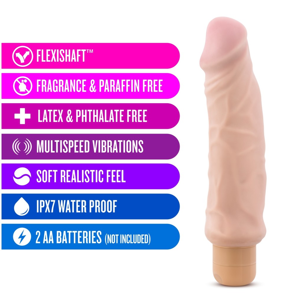 X5 Plus Hard On 9" Vibrating Dildo - Beige