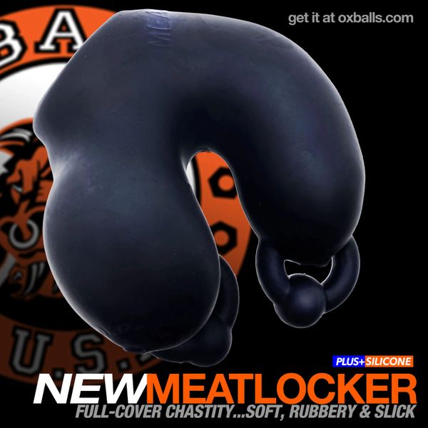 Cage de chasteté à couverture intégrale Oxballs Meatlocker - Black Ice