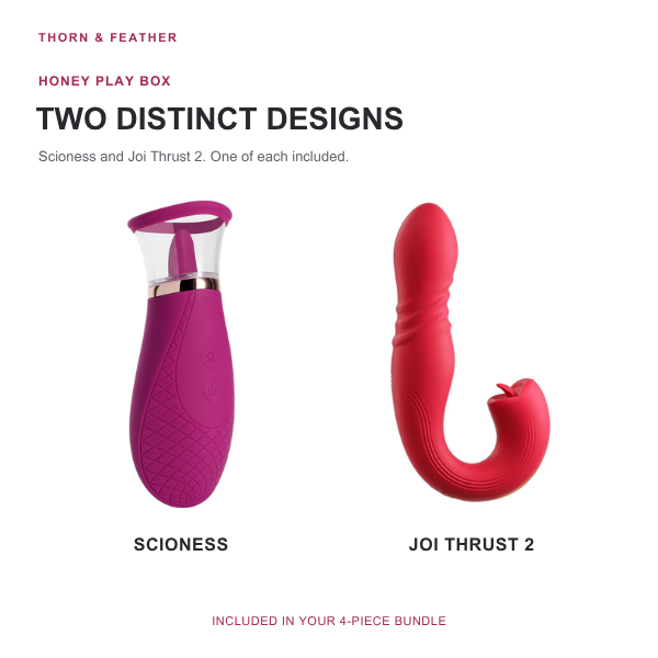 Scioness and Joi Thrust 2 Honey Play Box devices included in the four-piece bundle