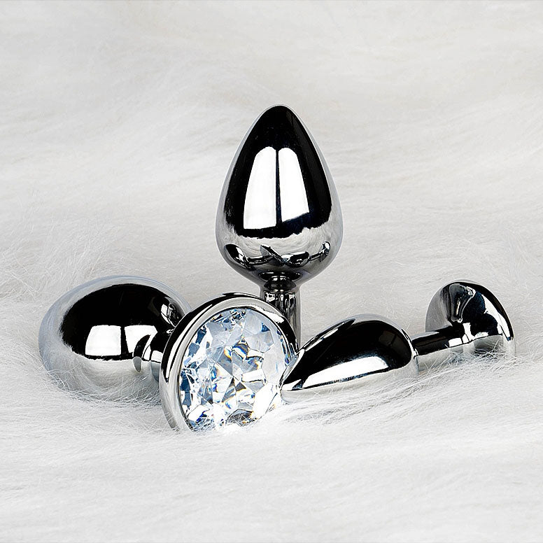 Plug anal rond avec pierres précieuses - Medium, diamant