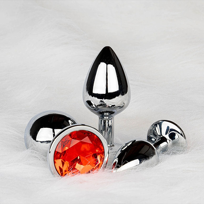 Plug anal gemme ronde - Grand, Rouge rubis