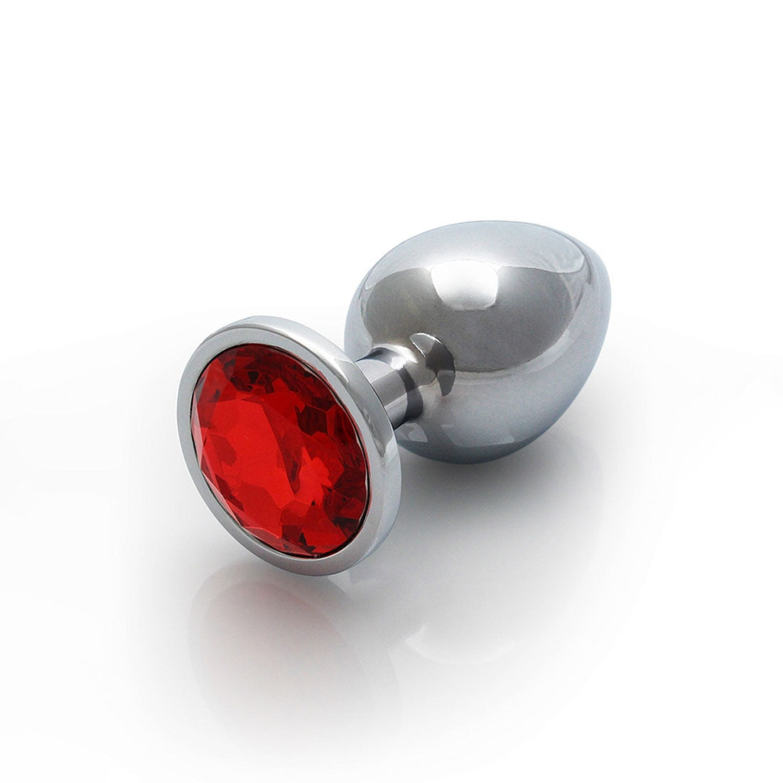 Plug anal rond avec pierres précieuses - Medium, rouge rubis