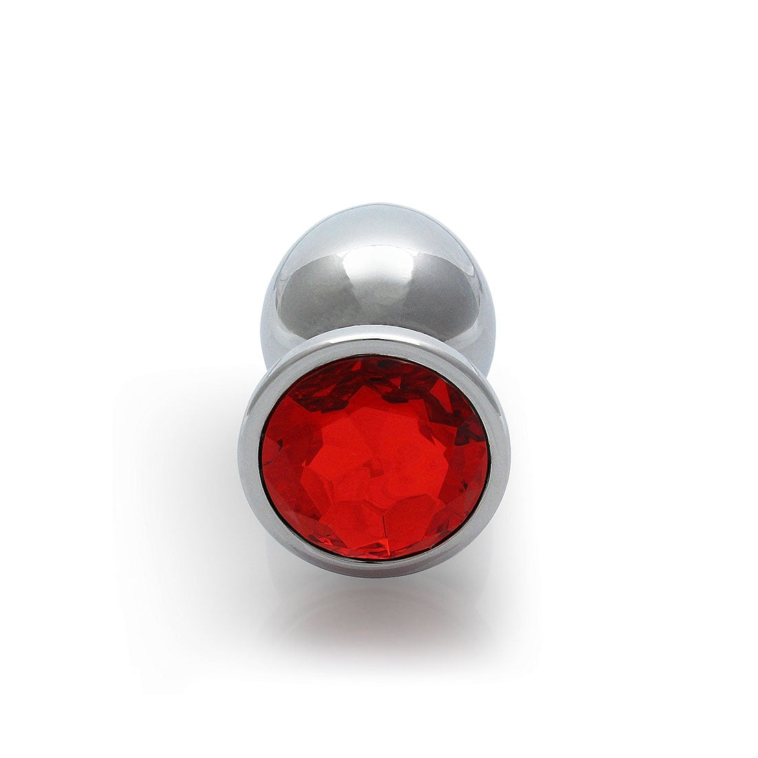 Plug anal rond avec pierres précieuses - Medium, rouge rubis