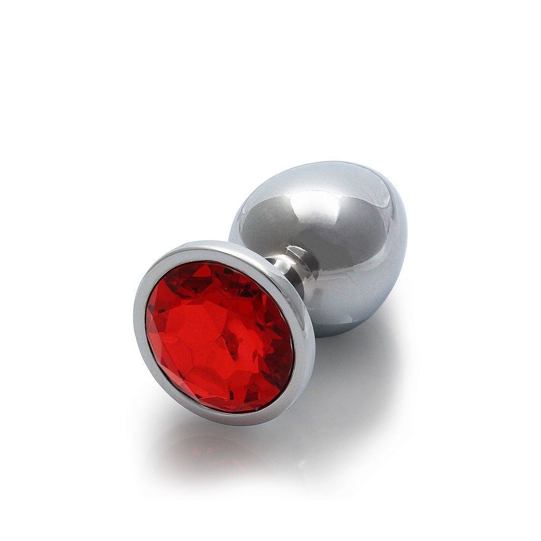 Plug anal rond avec pierres précieuses - Medium, rouge rubis