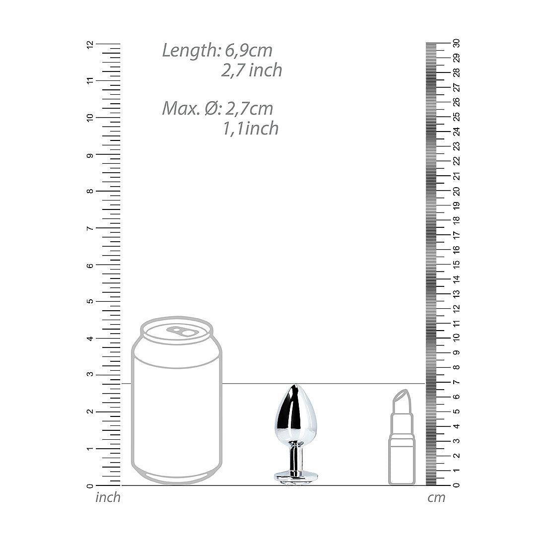 Plug anal rond avec pierres précieuses - Petit, diamant