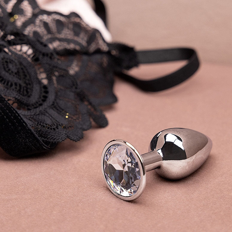 Plug anal rond avec pierres précieuses - Petit, diamant