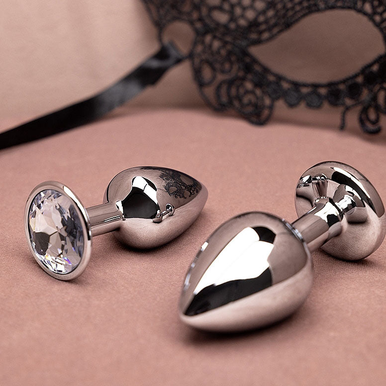 Plug anal rond avec pierres précieuses - Petit, diamant