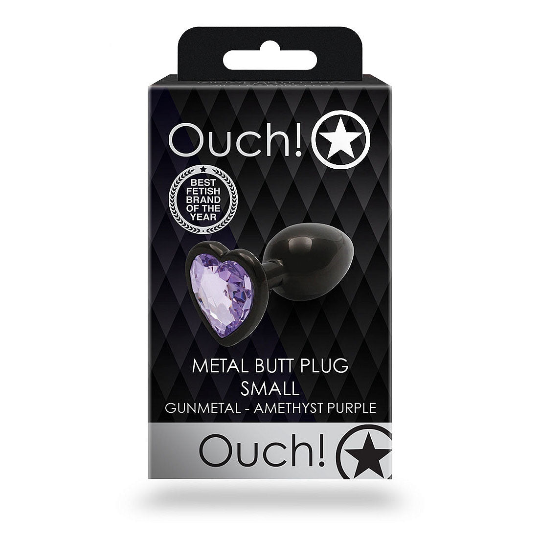 Heart Gem Butt Plug - Small, Gunmetal/Amethyst