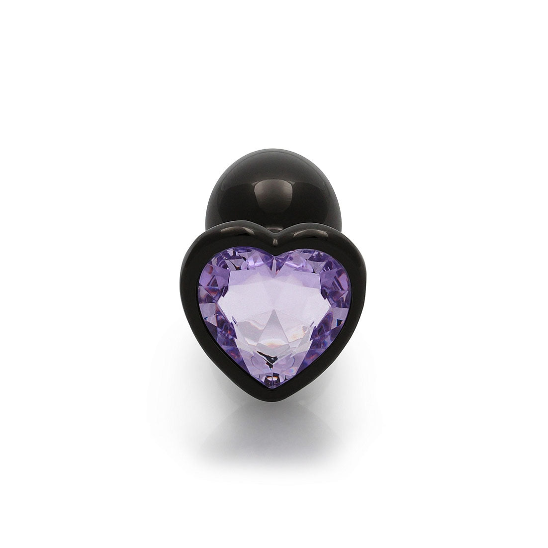Heart Gem Butt Plug - Small, Gunmetal/Amethyst