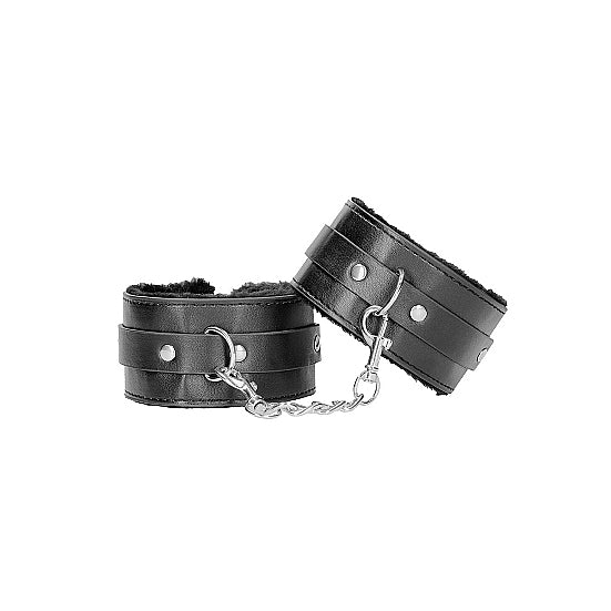 Plush Bonded Leather Ankle Cuffs w Adjustable Straps