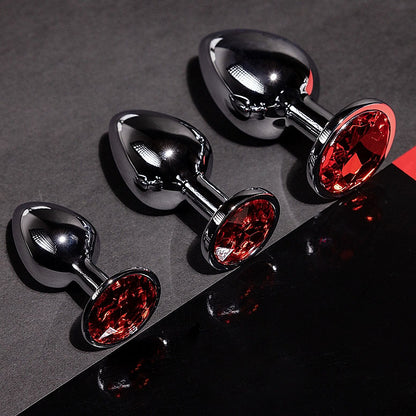 Round Gem Butt Plug - Small, Ruby Red