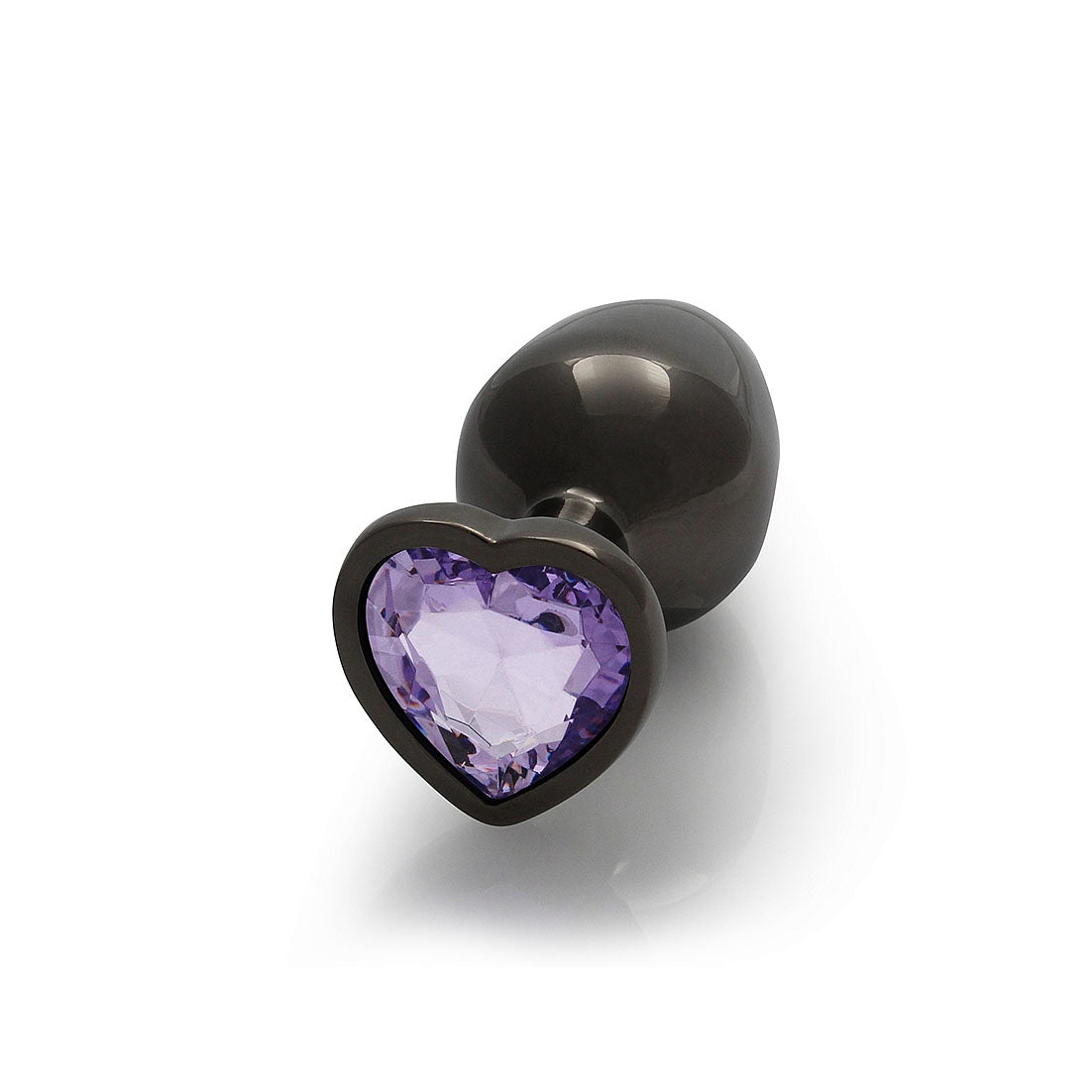 Plug anal avec gemme en forme de cœur - Moyen, Métal canon/Améthyste
