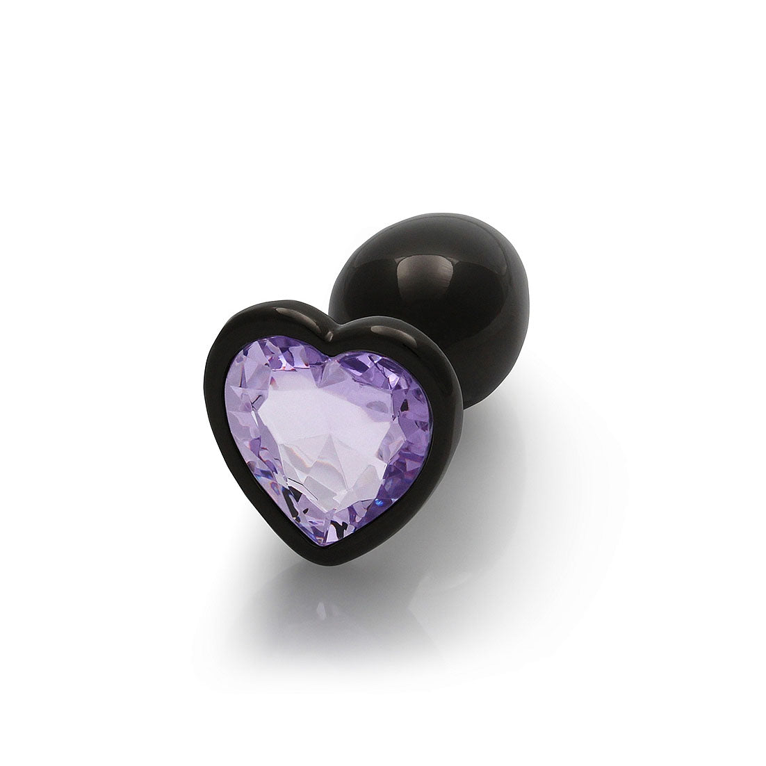 Heart Gem Butt Plug - Small, Gunmetal/Amethyst