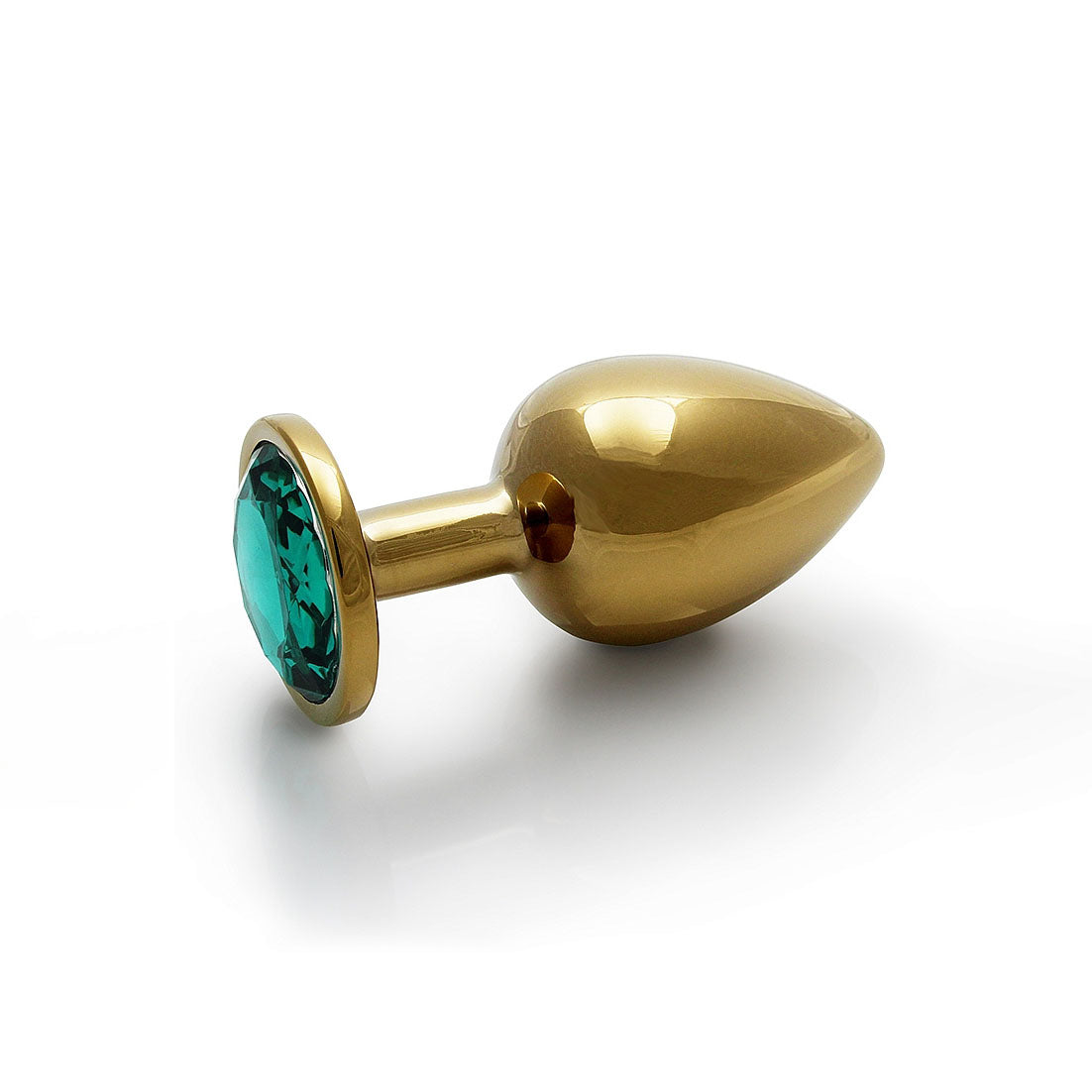 Plug anal rond avec gemme - Grand, Vert Émeraude