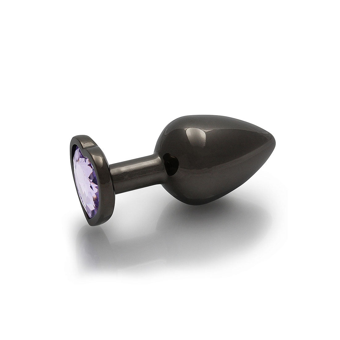 Plug anal avec gemme en forme de cœur - Moyen, Métal canon/Améthyste