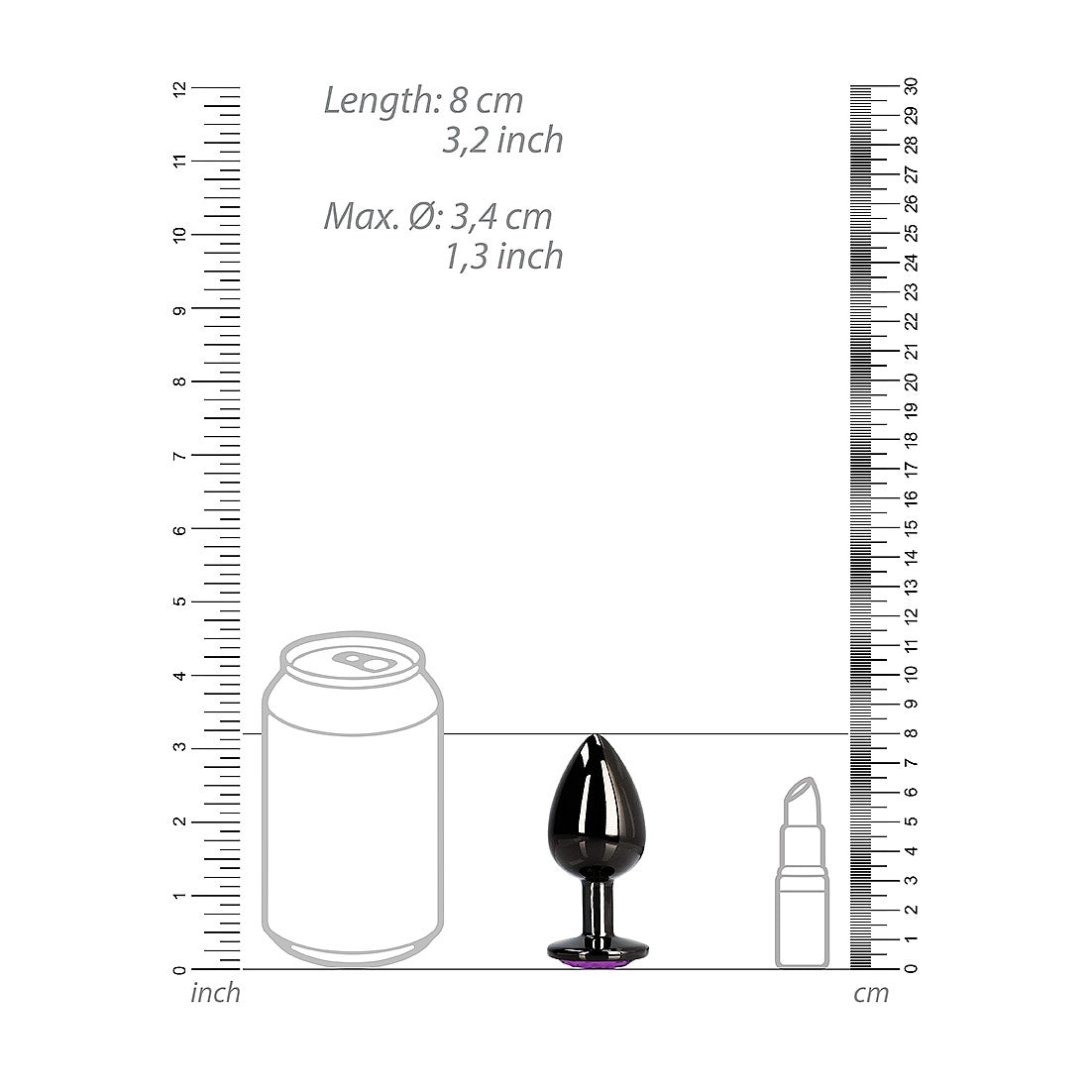 Plug anal avec gemme en forme de cœur - Moyen, Métal canon/Améthyste
