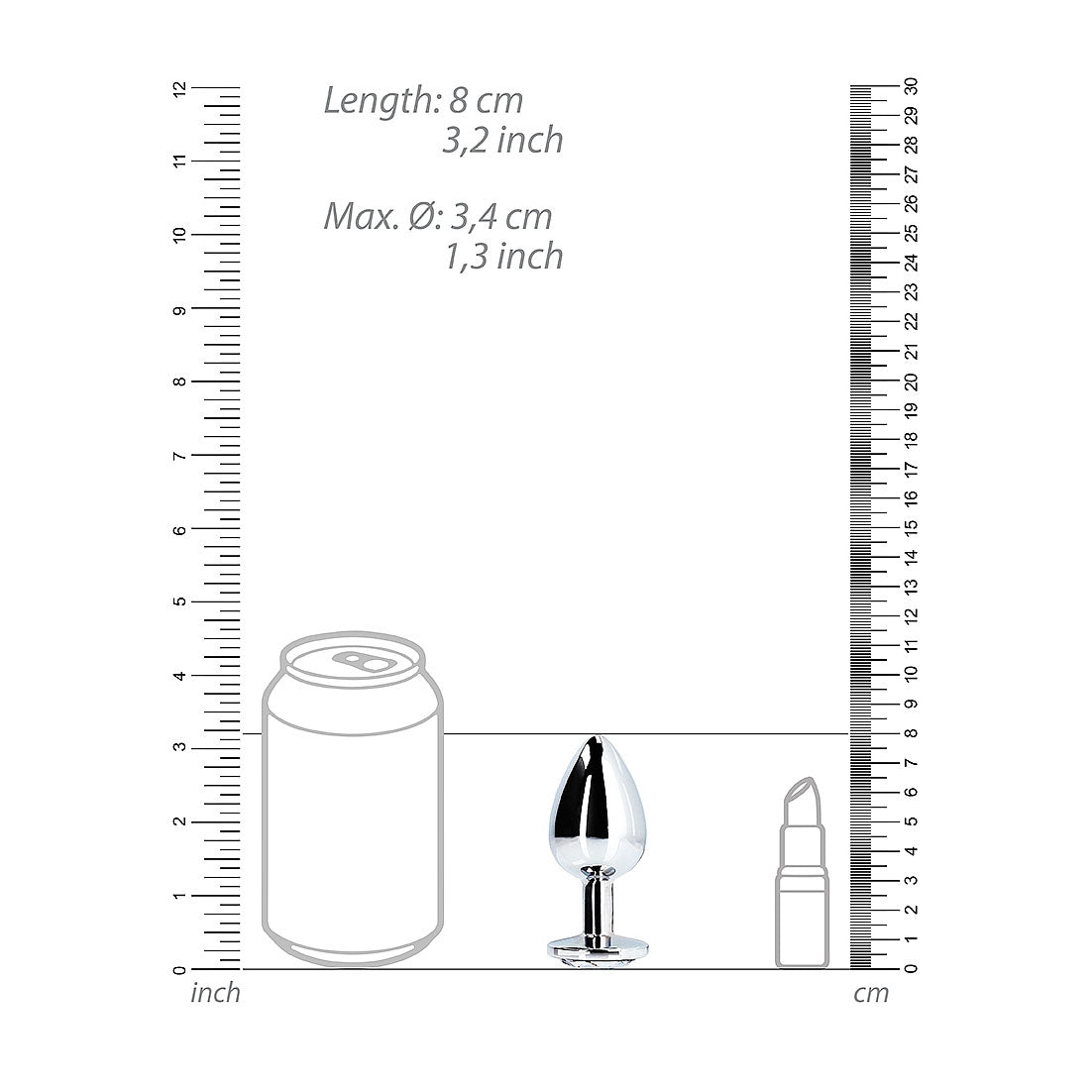 Plug anal rond avec pierres précieuses - Medium, diamant