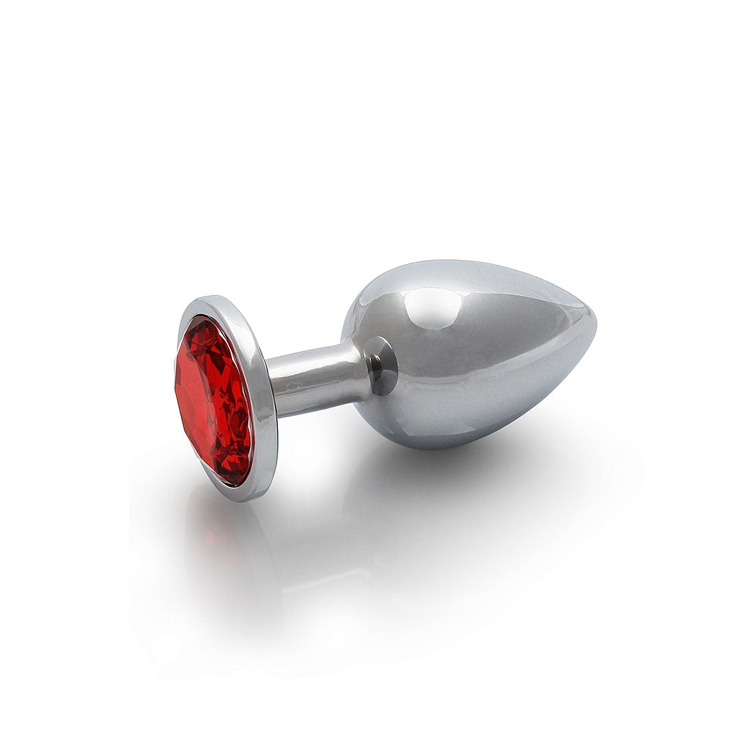 Plug anal rond avec pierres précieuses - Grand, rouge rubis