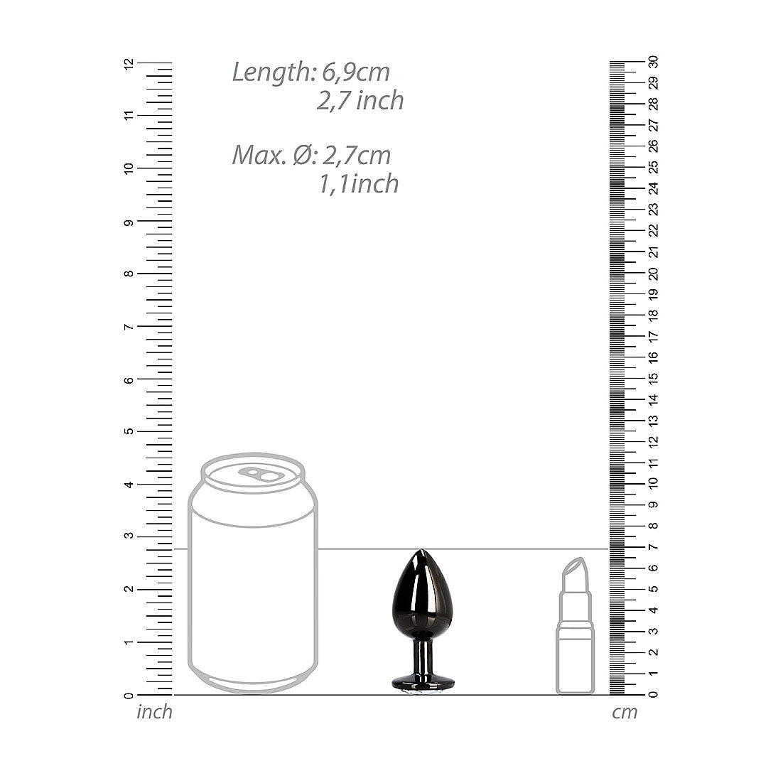 Plug anal rond avec pierres précieuses - Petit, bronze/diamant