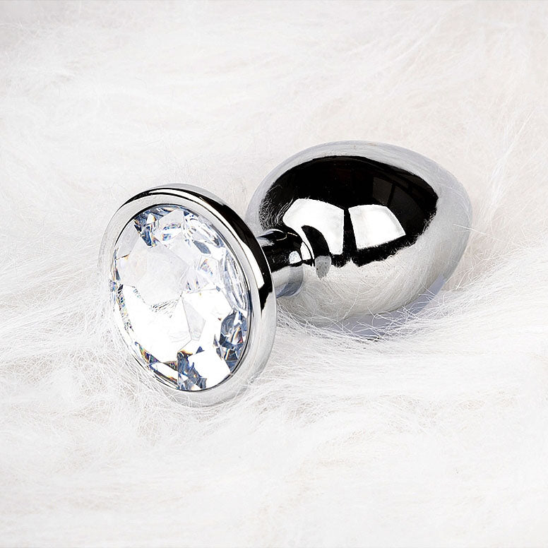 Plug anal rond avec pierres précieuses - Medium, diamant