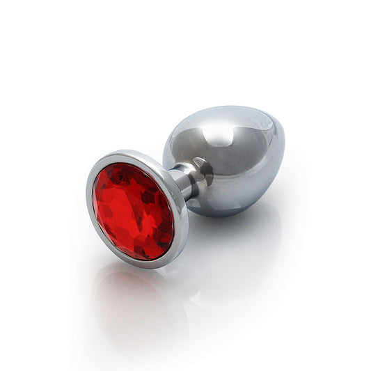 Round Gem Butt Plug - Large, Ruby Red