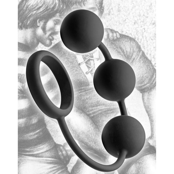 Tom of Finland Silicone Cock Ring with 3 Weighted Balls