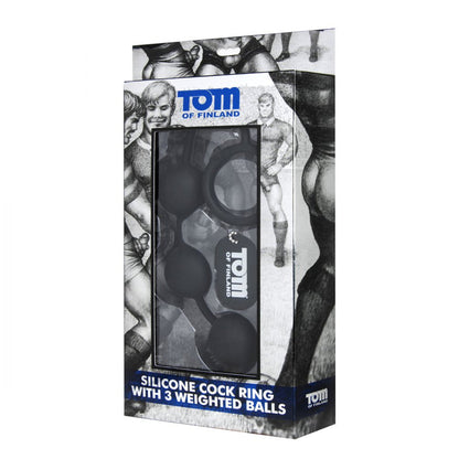 Tom of Finland Silicone Cock Ring with 3 Weighted Balls - Thorn & Feather