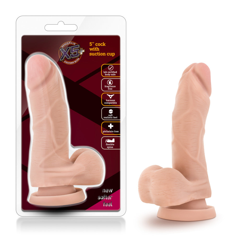 X5 Plus 5" Cock with Suction Cup - Beige