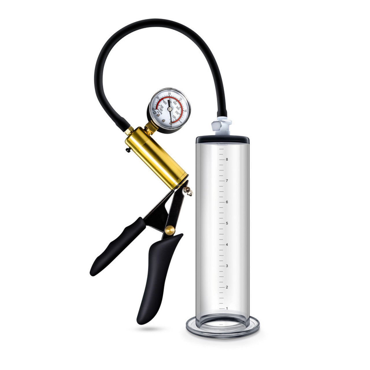 VX6 Vacuum Penis Pump With Brass Pistol & Pressure Gauge - Clear - Thorn & Feather