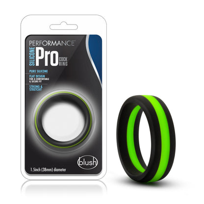 Performance Silicone Pro Cock Ring - Black/Green/Black