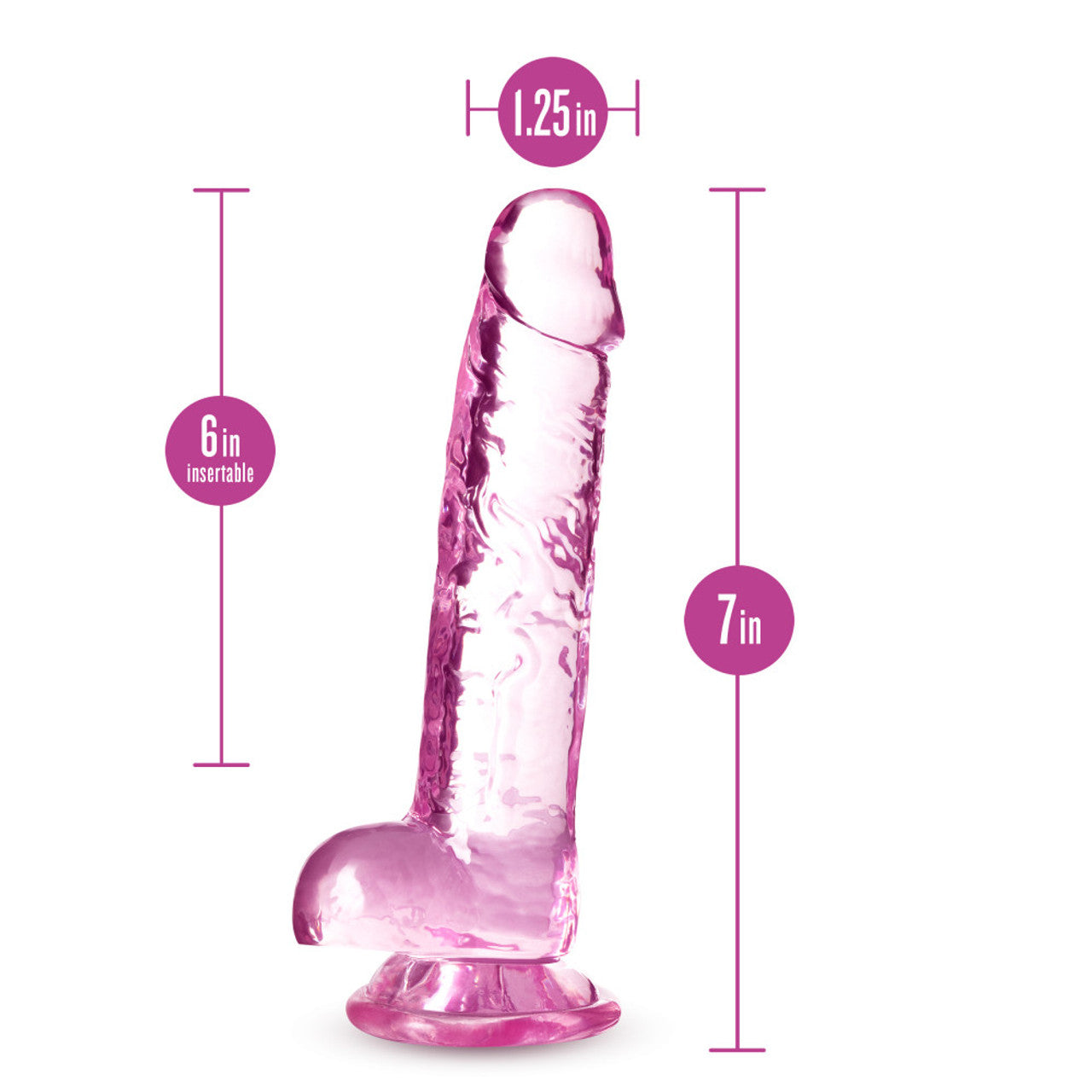 Naturally Yours 7" Crystalline Dildo - Rose