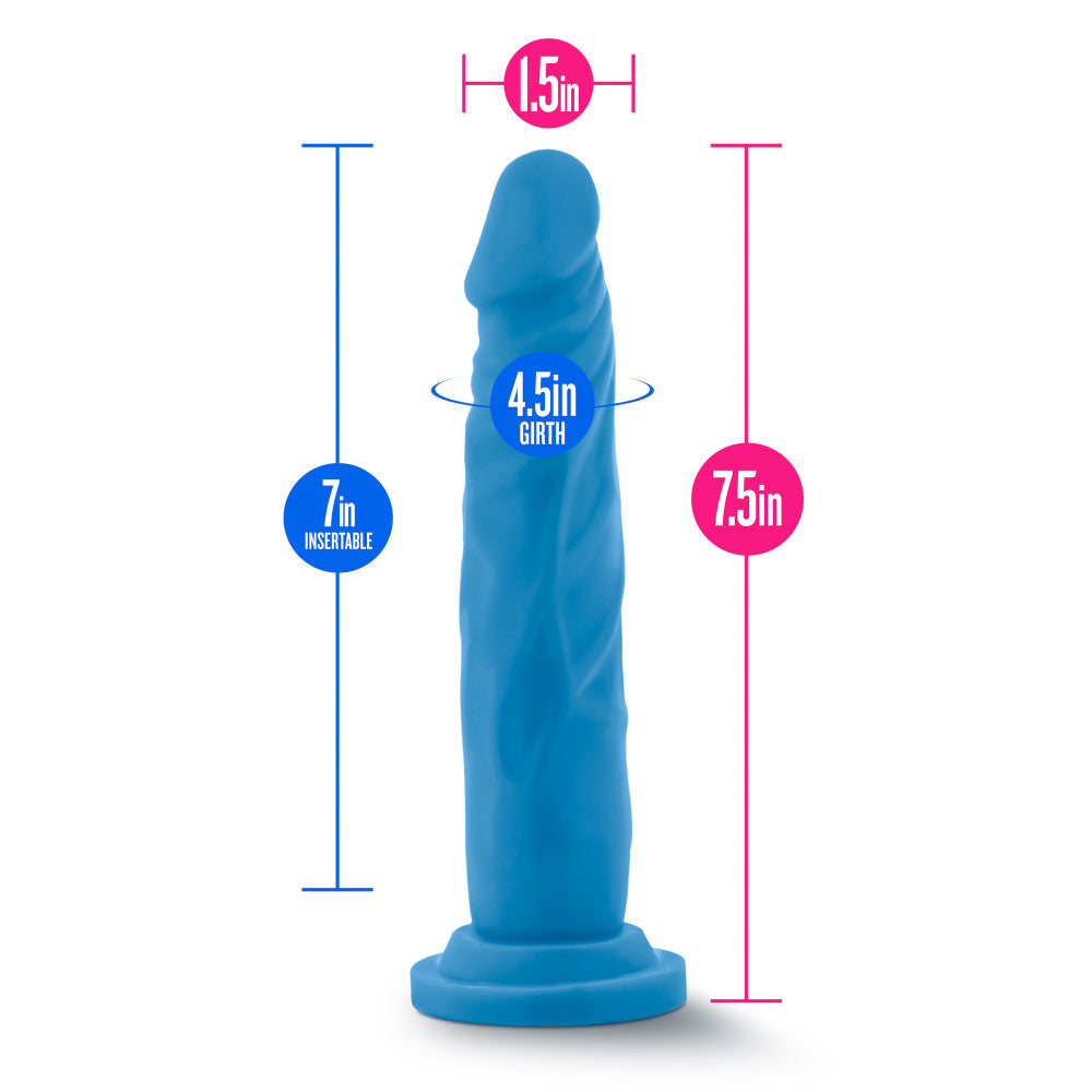 Neo Elite Cock Silicone Double Densité 6 Pouces - Bleu Néon