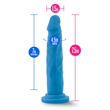 Neo Elite 7.5 Inch Silicone Dual Density Cock - Neon Blue