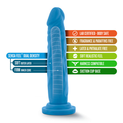 Neo Elite Cock Silicone Double Densité 6 Pouces - Bleu Néon