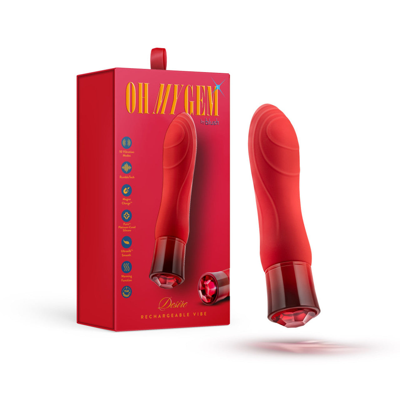 Oh My Gem Desire Rechargeable Vibe - Ruby