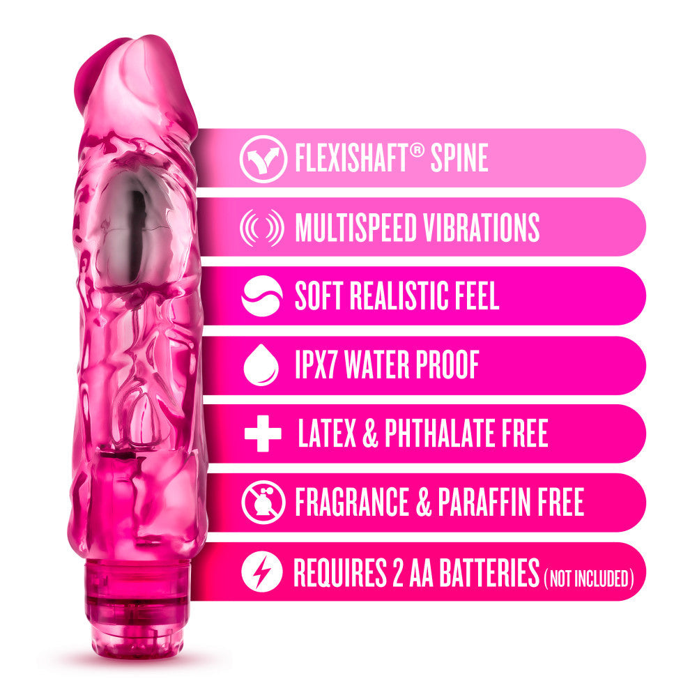 Naturally Yours Wild Ride Vibrating Dildo - Pink