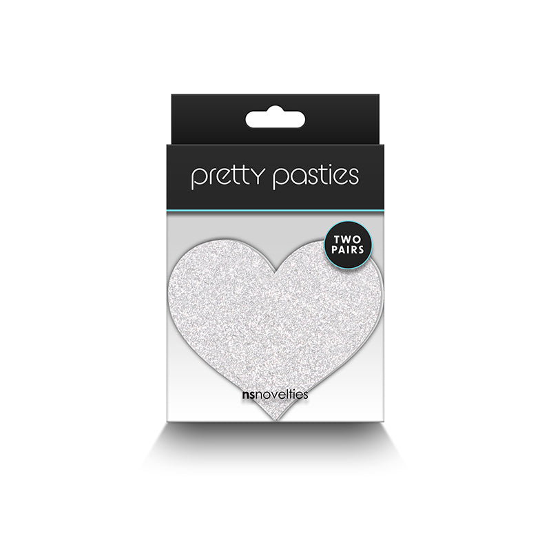 NS Pretty Pasties Glitter Hearts - Rouge/Argent, 2 paires