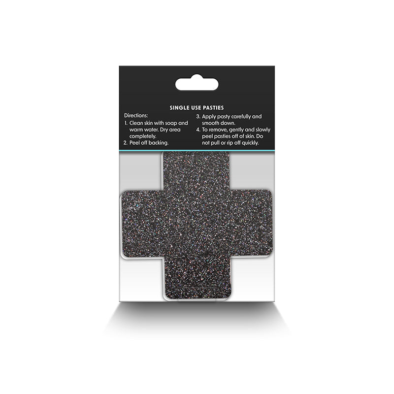 NS Pretty Pasties Glitter Cross - Noir/Or, 2 paires