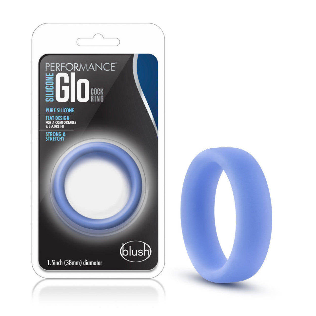 Performance Silicone Glo Cock Ring - Blue Glow