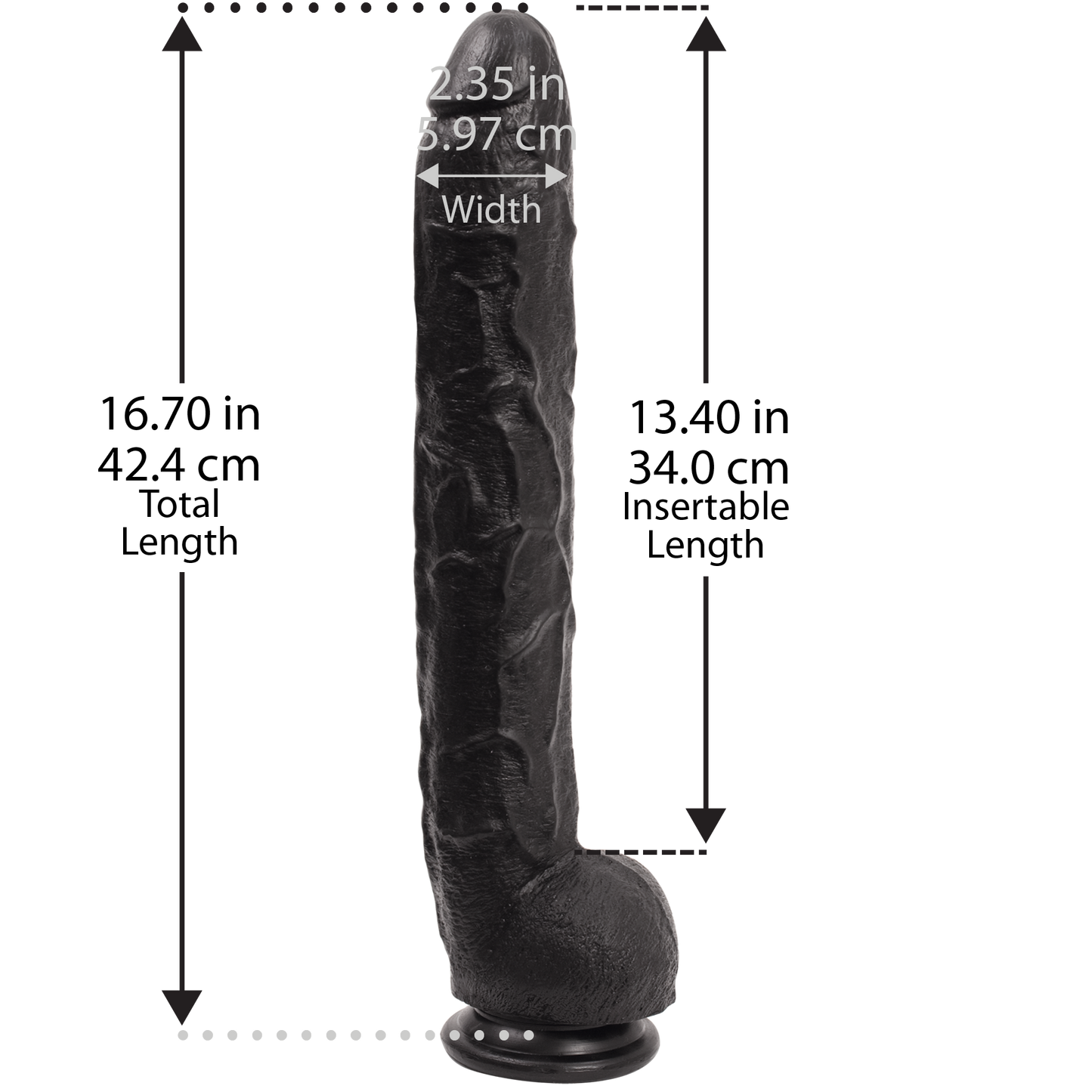 Dick Rambone Realistic Cock - Black, 16" - Thorn & Feather Sex Toy Canada