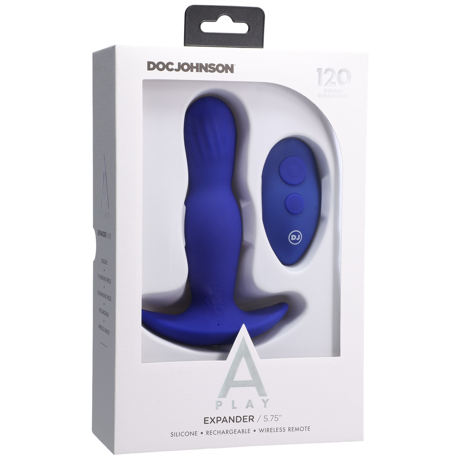 EXPANDER Rechargeable Silicone Anal Plug with Remote - Royal Blue - Thorn & Feather