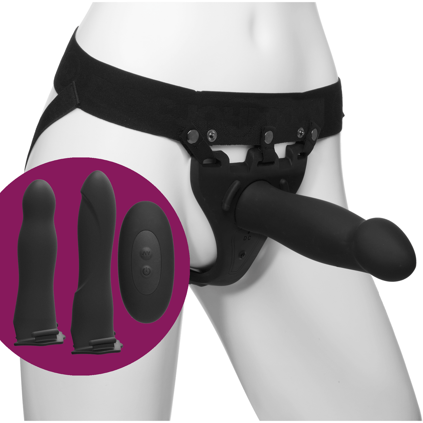 Body Extensions Be Naughty Strap-On Set with Vibrating Harness - Thorn & Feather Sex Toy Canada