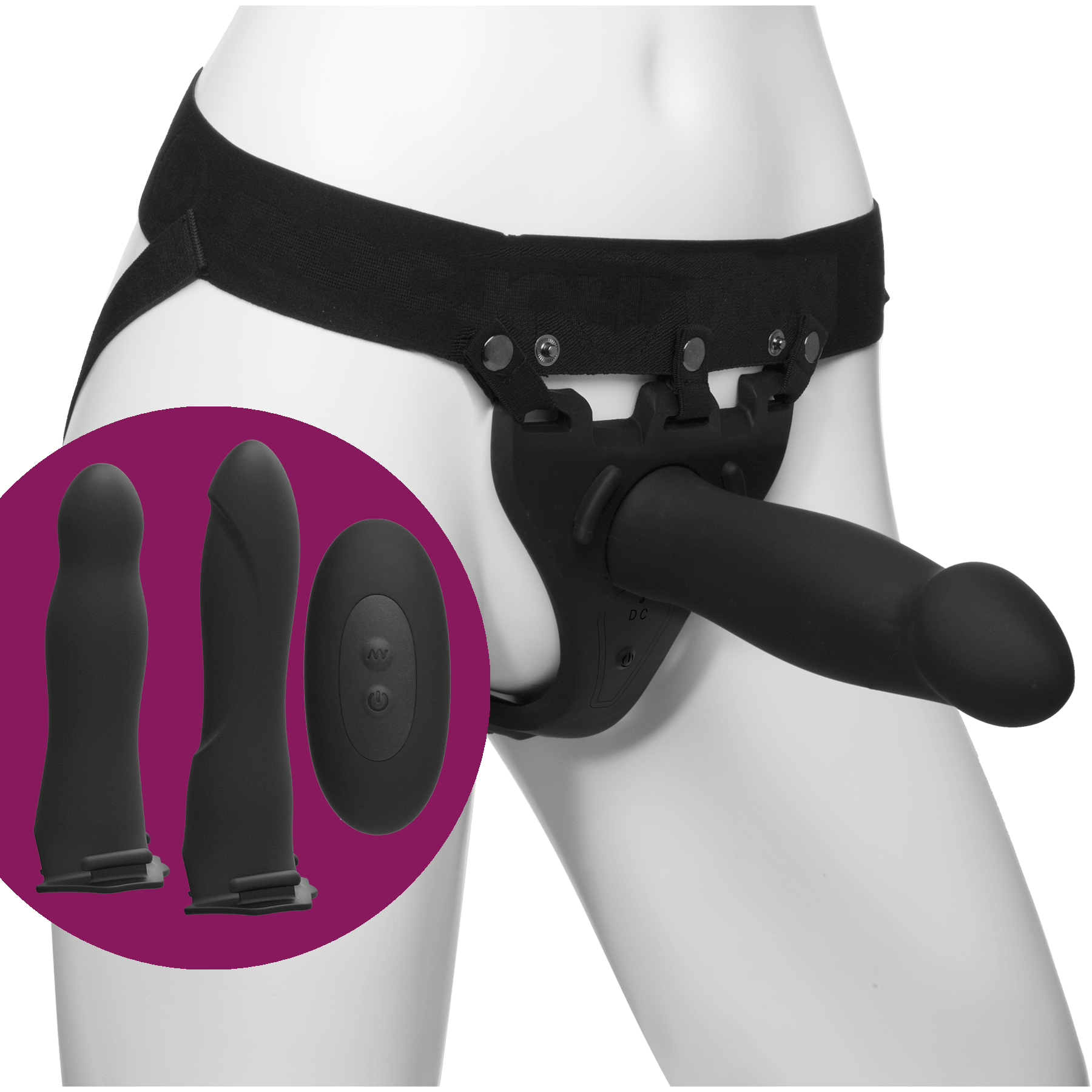 Body Extensions Be Naughty Strap-On Set with Vibrating Harness - Thorn & Feather