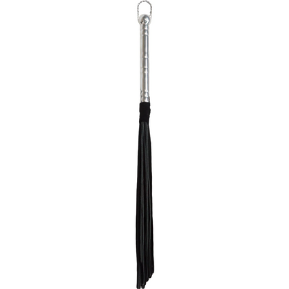 Punishment Black Whip with Silver Handle - Thorn & Feather