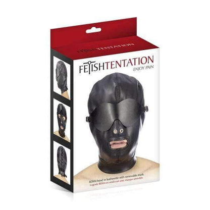 BDSM Hood in Leatherette with Removable Mask - Thorn & Feather